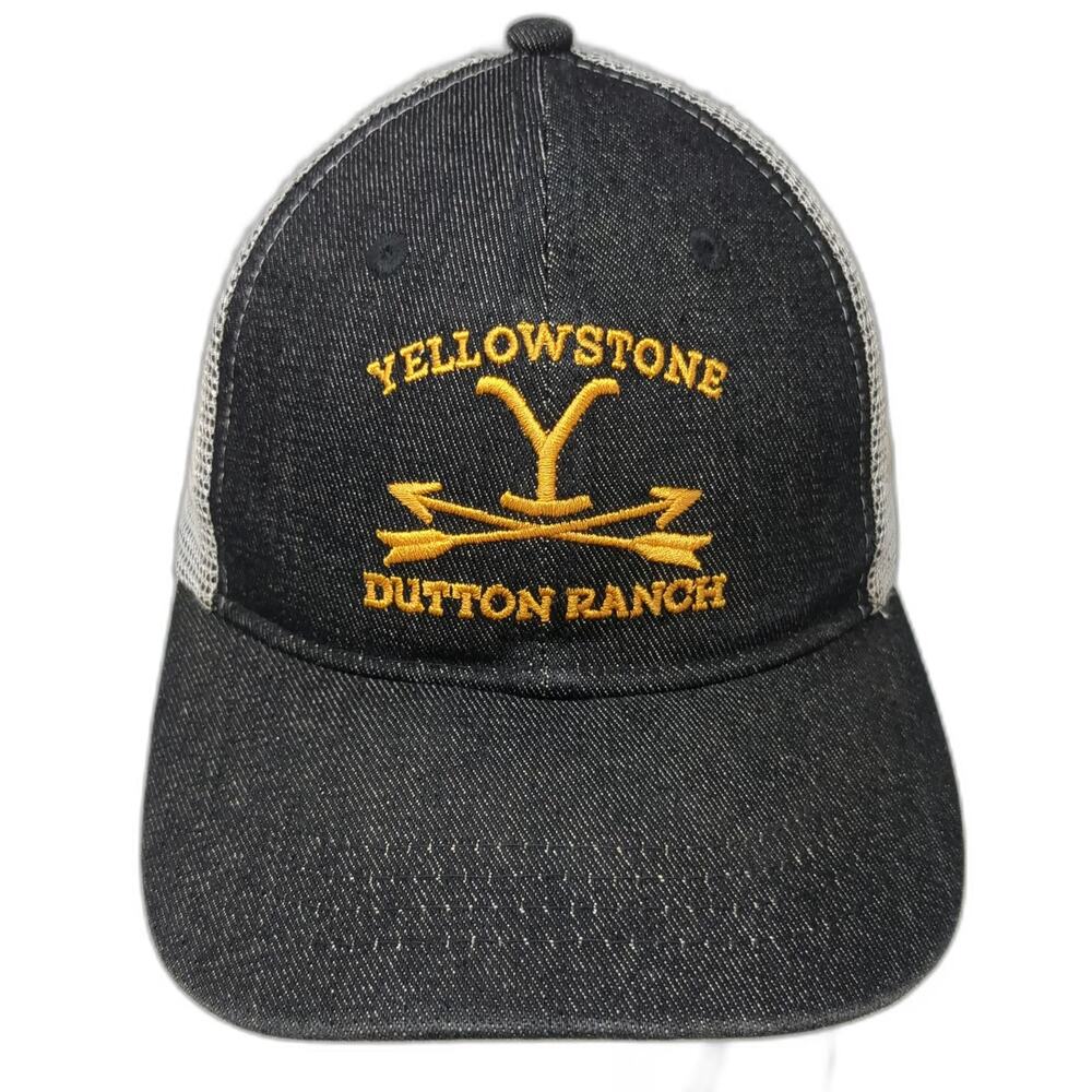 Three In Trucker Hat Black One Size Yellowstone Dutton Ranch Snapback Mesh Hat